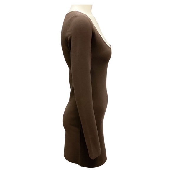 ZEYNEP ARCAY SMOKY DARK BROWN BALLERINA KNIT BODYCON MINI DRESS - Picture 2 of 5